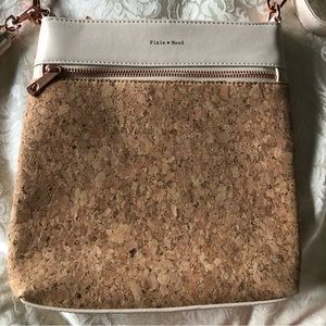 Imitation Cork Crossbody Purse With Rose Gold Toned Hardware & Tassels